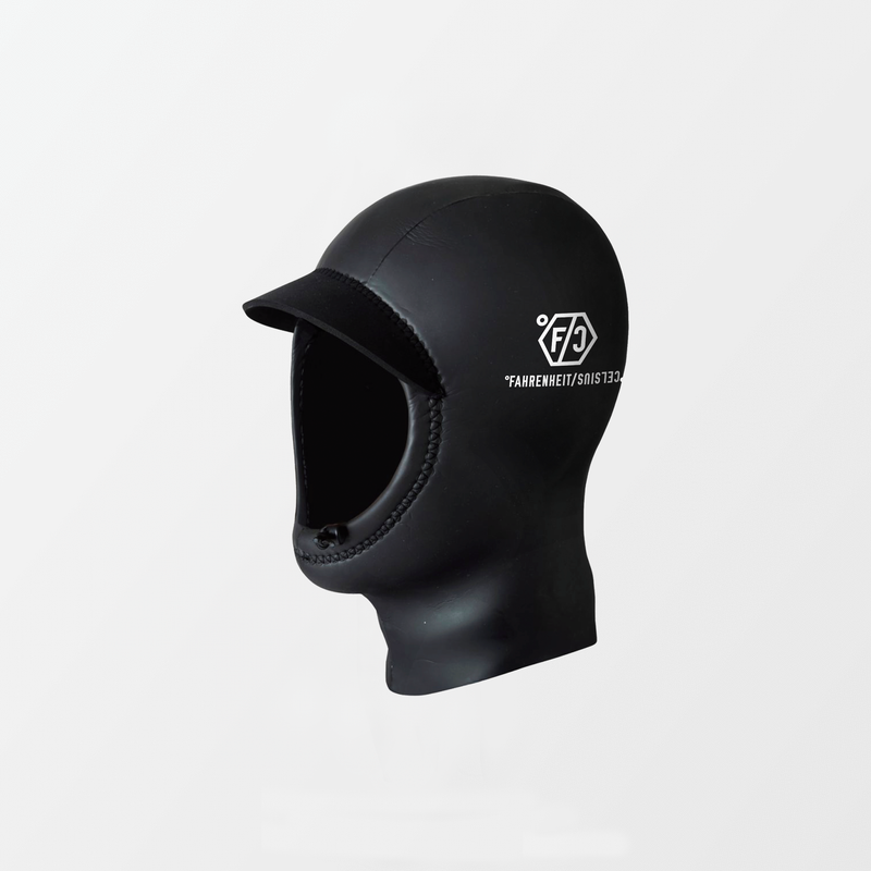 Japanese wetsuit hood smooth rubber layer made by Fahrenheit Celsius