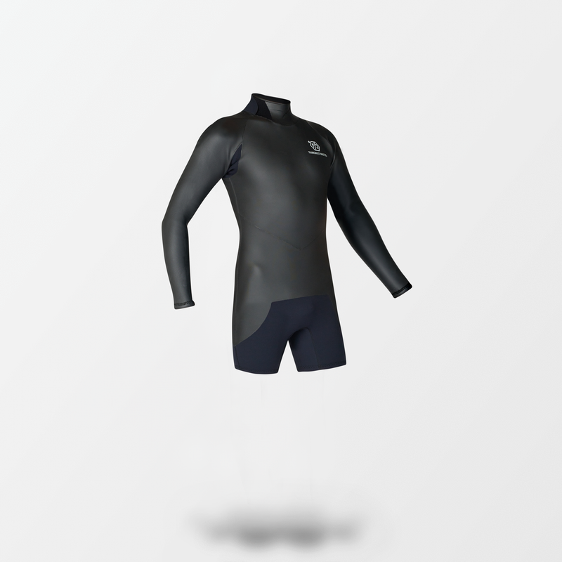 Japanese Longsleeve Luxury Sport Spring wetsuit with Fahrenheit Celsius Wetsuits logo on the chest and a visible brand name, featuring a smooth rubber outer layer.